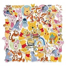 Disney 50pcs Winnie The Pooh Themed Stickers, Suitable For Journals, Planners, Phone Cases, Notebooks, Water Bottles, Waterproof PET Material, Perfect For Back To School Decoration And Halloween - Multicolor - View 2