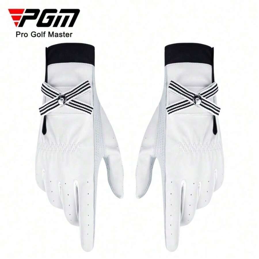 1 Pair PGM Women Golf Gloves Breathable Sheepskin Leather With Marker For Lady Golf Players - White - View 1