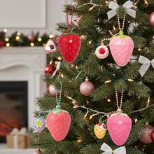 1/2Pcs Cute Strawberry Shape Temperature‑Change Lip Balm With Dessert Pendant Keychain,Moisturizing Hydrating Lip Care,Random Style - Fruity - View 6
