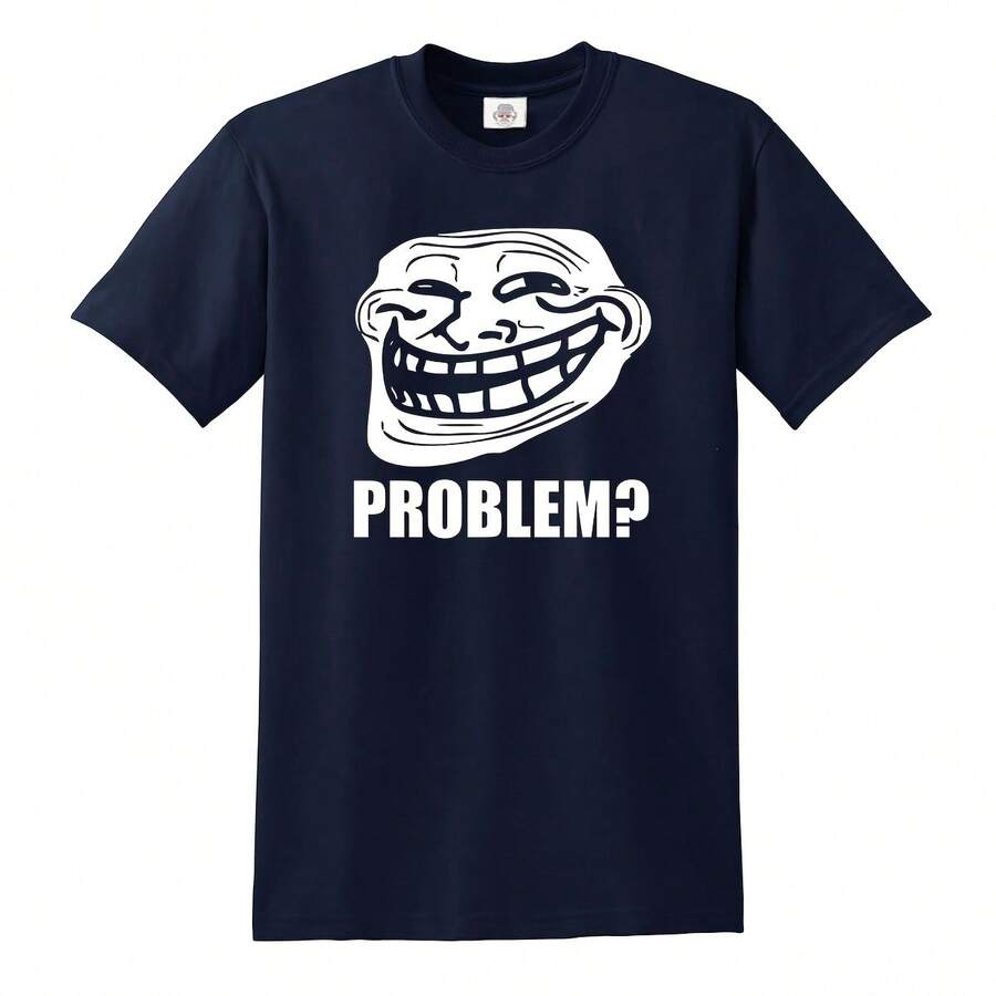 Troll Face Meme Problem Funny Unisex Gamer Web Geek Novelty Gift Tee Top - Multicolor - View 1