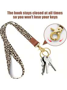 2pcs/Set 2D Key Lanyard, Long Key Chain Lanyard, Unisex, Cool Neck Key Chain Storage, Cute Neck ID Card/Wallet Lanyard, Fashion Key Accessory, Leopard Print, Daisy, 1pc - Multicolor - View 4