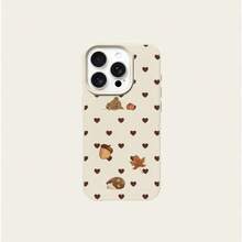 TPU Material Autumn Bear & Hedgehog Pattern Phone Case Compatible With IPhone 17 Pro Max/17/16 Pro Max/15/13/12/11/ S20 FE/A15/S24/A55/ Note 11/Note 12/Note 13 Pro Full Coverage Shockproof Soft Protective Shell - White - View 5