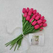 5/20pcs Artificial Yellow Tulips, Suitable For Mother's Day Gift, Wedding Decoration, Home Design Decor, Bedroom, Living Room, Birthday Party, Valentine's Day Decoration - Hot Pink - View 2
