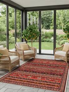 Digitally Printed Non-Slip Washable Runner And Area Rug Living Room Carpet, Modern Design | Modern, Scandinavian, Bohemian And Classic Styles | 100% Polyester - Red - View 5