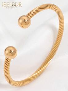 3pcs/Set 18K Gold Plated Stainless Steel Women's Stackable Bracelets, Waterproof & Anti-Oxidation, Roman Numeral Twisted Rope Design, Rhinestone Clasp, Bracelet Jewelry Set, Gift - Multicolor - View 4