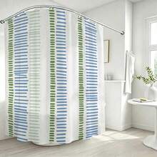 1 buah Tirai Mandi Motif Garis, Desain Minimalis, Tirai Mandi Tahan Air, Cocok untuk Sekat Bak Mandi, Dekorasi Kamar Mandi dan Aksesoris Kamar Mandi, Termasuk 12 Pengait, Hadiah Dekorasi Rumah - MultiWarna - View 2