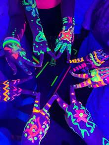 STARTTOOS 4pcs/Set Fluorescent Body Painting Tattoo Ink, Easy To Wash, Suitable For Beginners, Cosplay, Holiday Party, New Year Body Graffiti Painting Pen With Glitter Ink - Neon - View 2