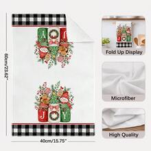 2pcs Christmas Theme Plaid Truck Gingerbread Snowman Kitchen Towels, Rectangular Microfiber Printed, Dish Cloth, Scouring Pad, Hand Towel, Cooking Baking Tea Towel, Christmas Kitchen Decor, Housewarming Gift, Birthday Gift, Bathroom Cleaning Cloth, Decorative Towel - White - View 4