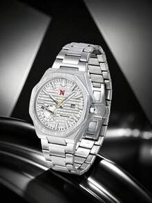 Never-Stop Men's Quartz Watch Octagonal Vertical Stripe Calendar Small Dial Metal Steel Band Business Men's Watch Multi-Color Suitable For Daily Wear And Various Holiday Gifts - one-size - View 13
