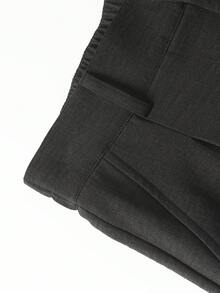 Men's Solid Color Straight Leg Casual Pants With Pockets, Suitable For Daily Commute And Vacation - Black - View 5