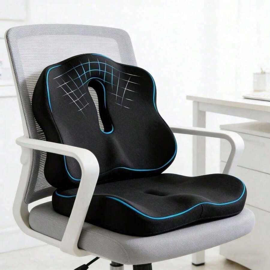 1PC Ergonomic Office Chair, Car Seat And Desk Cushion - Polyester Fabric, Washable, Suitable For All Seasons - Perfect For Long Hours Of Sitting, Office Chair Cushion - Multicolored - View 1