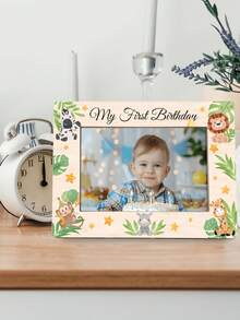 1pc Baby Wooden 1st Birthday Photo Frame, Family Memorial Photo Display Stand, 1st Birthday Gift, Suitable For Home And Office Desk Decor - Multicolor - View 9