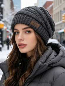 1pc New Autumn/Winter Solid Color Knitted Hat, Unisex Fashionable Versatile Warm Woolen Beanie, Suitable For Daily Outdoor Cold Weather Travel Wear - Multicolor - View 11