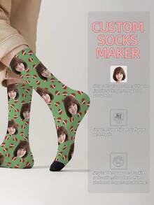 1 Pair Customized Face Socks, Personalized Photo Socks, Custom Printed Socks, Funny Face Socks, Custom Image Socks, Can Print Any Face On Socks, Anniversary Gift, Valentine's Day Gift, Birthday Gift, Wedding Gift - Multicolor - View 9