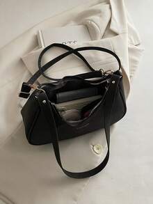 Women's Minimalist Crescent Crossbody Bag, Commuter Versatile Shoulder Bag With 2 Straps, Asymmetric Neck Underarm Bag - Coffee - View 6