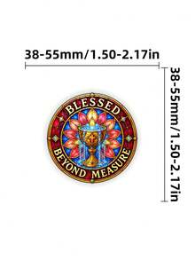 50Pcs Aesthetic Stained‑Glass Bible Text Stickers, Christian Faith Religious Quote Waterproof Decals, Colorful Decor Stickers For Journal, Scrapbook, Water Bottle, Laptop - Multicolor - View 6