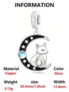 1pc Cartoon Wild Animal Beaded Series Polar Bear, Puzzle Bear, Moon Fox, Sloth, Hedgehog Pendant, DIY Jewelry Accessory, Compatible With Snake Chain, Women's Bracelet Accessory, Perfect Gift For Pet Lovers - Silver - View 16