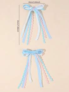 4Pcs Plaid Bow Tassel Hair Clips For Girls Flower Girl Wavy Ribbon Alligator Clips Sweet Daily Party Girls Hair Accessories Hair Accessories For Kids - Multicolor - View 8