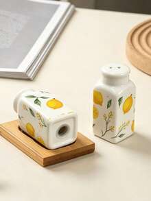 1 Set Lemon Ceramic Pepper Shaker, 2-Hole 3-Hole Lemon Salt Shaker, Seasoning Jar, Spice Storage Container, Suitable For Home Decor Tableware, Kitchen BBQ Seasoning Bottle, Gift, Holiday Gift - Multicolor - View 8