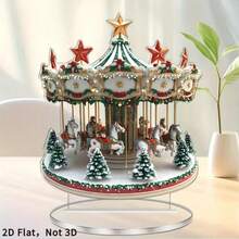 New Christmas Rotating Carousel 2D Acrylic Standee, Christmas Holiday Gift Exchange Decoration Home Ornament - A - View 2