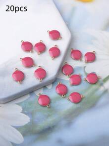 20pcs Copper Double-Sided Oil-Drip Small Round 8mm Double-Hole Jewelry Connectors Pendant Colorful Bracelet Earring Necklace Bracelet Bag Mini Round Charm Women Jewelry Accessories - Clxl214 - View 22