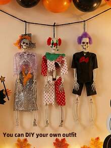 Multiple Sizes Foldable Hanging Skeleton Halloween Decorations, Posable Joint Plastic Skeleton Props For Haunted House Parties, Porches, Doors, Walls, Yards, Windows, Photo Booths & Seasonal Home Decor - Skull Series - View 9