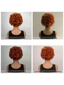 Women's Short Orange Red Curly Wig, Anime Cosplay Wig For Adult, Soft Breathable Heat Resistant Synthetic Hair Wig For Party Costume (Orange) - Orange - View 8