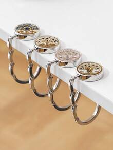 1pc Vintage Tree Of Life Elephant Evil Eye Bag Hook, Foldable Table Edge Bag Hanger, Portable Desktop Bag Clip, Women's Handbag Storage Hook, Travel Portable Bag Hanger - Multicolor - View 3