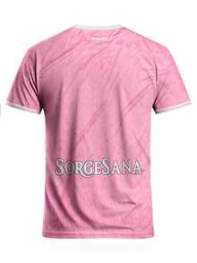 Italian Naples Style Men's Football Jersey & Lightweight Soft Crew Neck Sports Top & Match, Training, Daily Wear, Gift & World Cup - Pink - View 3