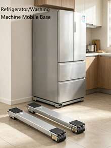 Adjustable Length Stainless Steel Appliance Moving Rack With Wheels, Locking Safety Brake Device, Base Support, Quiet Home Foot Pads, Suitable For Heavy Furniture Moving. Bottom Equipped With Rubber Anti-Slip Pads, Easily Move Wardrobes, Refrigerators, Washing Machines, Dryers And Other Heavy Appliances. - Multicolor - View 2