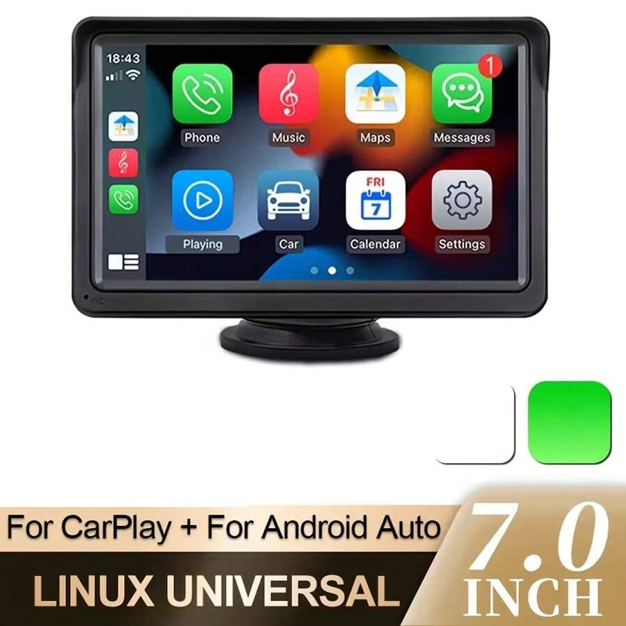 7" Touchscreen Carplay Portable Car Stereo Android Auto, Car Play Navigation, Voice Control, Remote Connection/AUX/FM, Car Radio Receiver, Loop Recording, Plug & Play, For Car Truck Van
