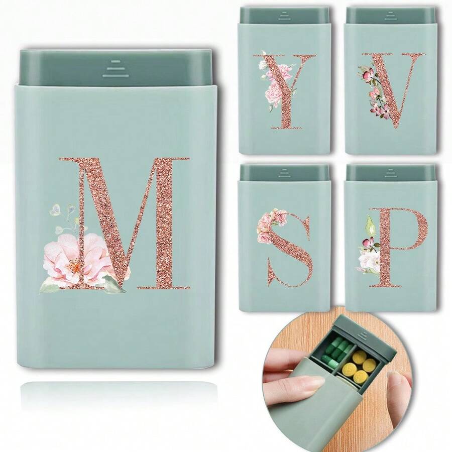 Portable Pill Box Travel Medicine Storage Case 6 Compartments Tablet Organizer Drawer Type Medicine Container For Outdoor Daily Use - Green - View 1