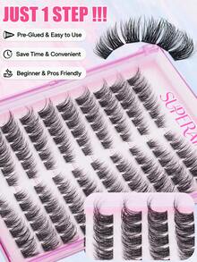 120pcs Glue-Free Individual Lash Clusters, 3D Fluffy Wispy False Eyelashes, Mixed Length DIY Lash Extensions, Dense Voluminous Cluster Lashes, Soft Lightweight Reusable Eyelash Clusters, Easy No-Glue Application For Parties, Photos & Special Events - D - View 5