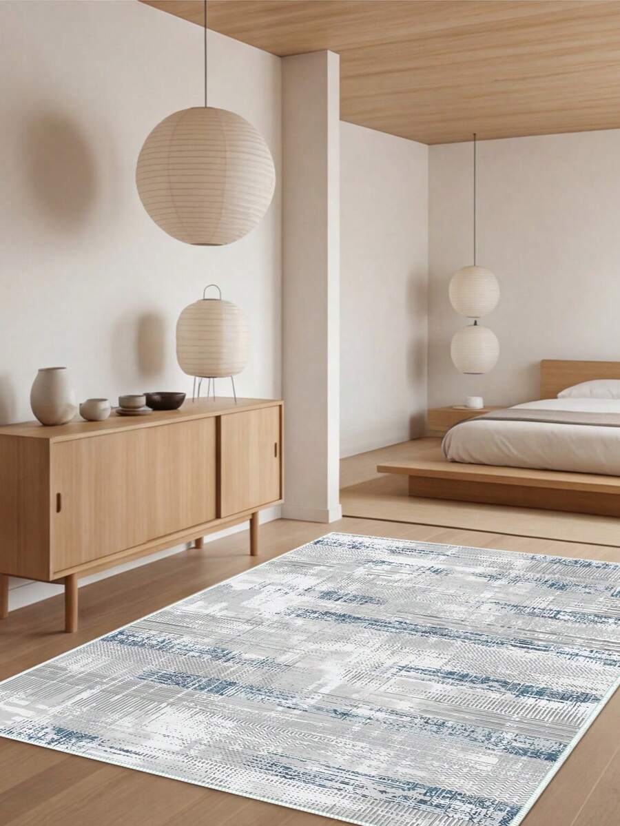 Digitally Printed Non-Slip Washable Runner And Area Rug Living Room Carpet, Modern Design | Modern, Scandinavian, Bohemian And Classic Styles | 100% Polyester - Light Grey - View 1