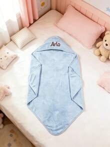 Personalized Embroidered Name Hooded Bath Towel, With Corner Pattern, Suitable For Bathtub, Swimming Pool And Beach, Embroidered/Dry Clean Only, Birthday Gift, Beach Party Swimming Pool Bath Towel, Modern Bathroom Accessory - Multicolor - View 2