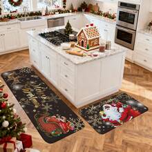 1/2/3pcs Christmas Theme Kitchen Rug, Flannel Kitchen Mat, Soft Comfortable Absorbent Non-Slip Machine Washable With Non-Slip Backing, Suitable For Multiple Scenes: Entrance, Living Room, Bedroom, Kitchen, Dining Room, Bathroom, Laundry Room, Hallway, Christmas Holiday Home Decor Mat - Multicolor - View 7