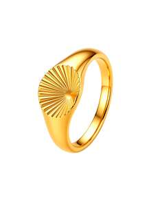 1PC Fashion Simple Sunburst Seal Stainless Steel Men Ring, High‑Quality Unisex Jewelry Accessories, Engagement Promise Ring For Daily Wear & Gifting - Multicolor - View 10