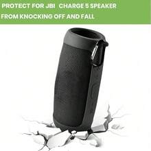 ALKOO Charge 5 Portable Wireless Bluetooth Speaker Silicone Protective Case, Travel Soft Rubber Storage Bag With Shoulder Strap And Carabiner (Protective Case Only), Charger Storage Bag, Office Essential, Digital Cable Camera Bag Electronic Data Cable Organizer, Power Bank Protective Case, Wallet Travel Camera Bag, Unisex Christmas Gift, Teacher Essential, Waterproof Lightweight Large Capacity Portable Accessory - Black - View 4