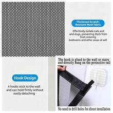 Foldable Breathable Pet Mesh Fence And Stair Gate, Pet Activity Enclosure, No-Drill Pet Isolation Fence, Foldable Stair Gate, Portable Door Frame Mesh With Adhesive Hooks - Black - View 7
