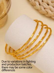 4Pcs Fashion Vintage Copper Plated 18K Gold Twisted Rope Women's Bracelets Suitable For Holiday Gifts, Parties, Gatherings And Daily Wear - Yellow Gold - View 8
