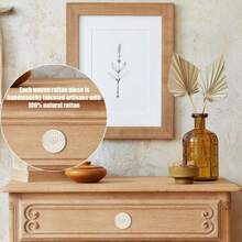 2pcs Rattan Woven Cabinet Door Handles, Natural Wood Style Baby Wardrobe Drawer Round Knobs - Multicolor - View 3