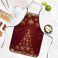 1pc Christmas Snowflake Christmas Tree Print Apron, Large And Small Snowflake Combination Forming Tree Pattern, Vintage Cracked Gold Texture, Waterproof And Oil-Proof Cooking Apron, Suitable For Baking And Kitchen Cooking, Premium Luxury Christmas Holiday Gift - Multicolor - View 1