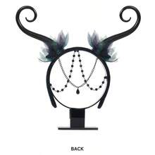 1pc/Halloween Forest Elf Antenna Headband Black Curved Horn Mesh Flower Chain Pendant Headpiece Costume Party Cosplay Photo Shoot Accessory - Multicolor - View 2