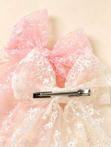 1pc Girls White Lace Embroidered Cute Elegant Long Tail Bow Veil Hair Clip Children Hair Accessory - Multicolor - View 7