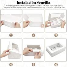 6 cajas de magdalenas con ventana automática, 20 Pcs de cajas de magdalenas de 24x16x7.5cm, cajas de panadería para magdalenas - Ver 6
