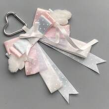 1pc Polka Dot Ribbon Bow Bag Charm, Anime Cosplay Concert Convention Lolita Ita Bag Accessory, Lace Star Tulle Plush Wings Heart Buckle Handmade Idol Fan Decoration, Landmine Style - A - View 3