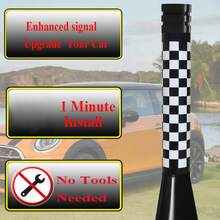 TRTY 1pc Universal Black & White Checkered Racing Short Car Antenna, AM/FM Radio, With M5/M6/M7 Brass Adapter Screws, Roof Antenna For Mini All Models, Chevrolet, GMC Sierra, Kia, SUV, Sedan, Truck, Exterior Racing Style Accessory - Mini Antenna - View 6