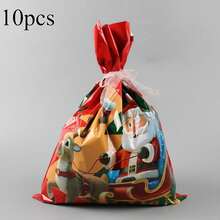 10pcs Christmas Drawstring Gift Bags, Santa Claus & Snowman Pattern Packaging Bags, Holiday Party Small Gift Packaging Boxes Storage Bags, Christmas Drawstring Bags, Christmas Gift Bags.Christmas - Multicolor - View 8