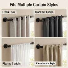 Industrial Style Curtain Rod, 35 To 145 Inches, 3/4 Inch Diameter, Black | Suitable For 33 To 142 Inch Windows, Blackout Wrap-Around, Suitable For Indoor And Outdoor - Industrial Style - View 5
