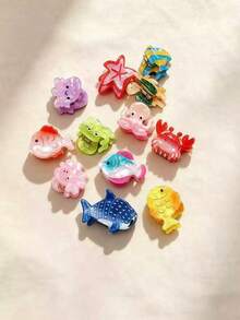 3/1pc Random Color Combination Set Colorful Ocean Animal Hair Clips, Fun Cartoon Bangs Clips, Side Hair Clips For Girls, Suitable For Daily Wear And Vacation - Multicolor - View 3
